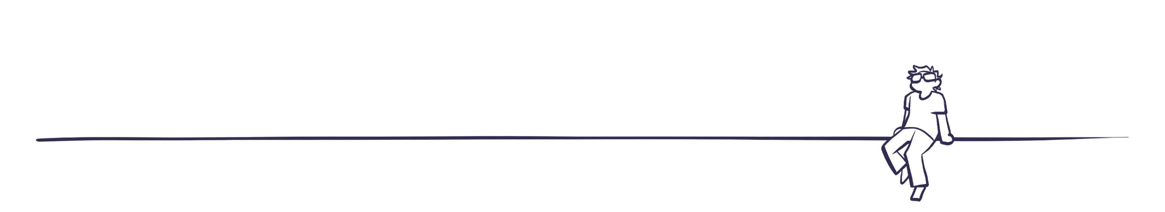 A line drawing of the designer (they're waving at the person on the other side of the screen)