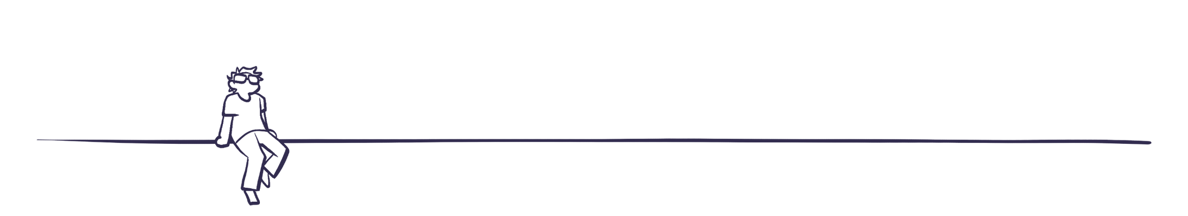 A line drawing of the designer (they're waving at the person on the other side of the screen)